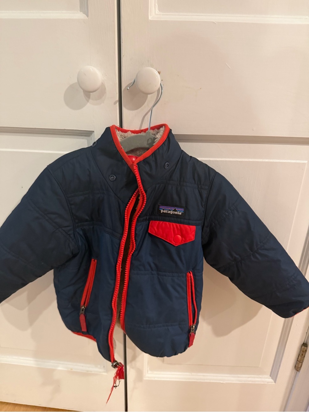Patagonia Navy Puffer Jacket with Red Trim - Kids